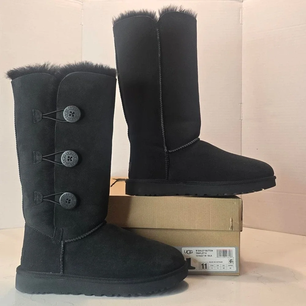 UGG women bailey button triple ll black 1016227 women's - 11 US